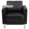 Emma and Oliver Guest Chair with Tablet Arm, Tall Chrome Legs and Cup Holder